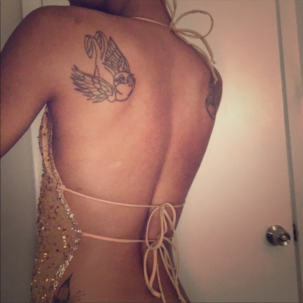 Sexy beaded open back tie top